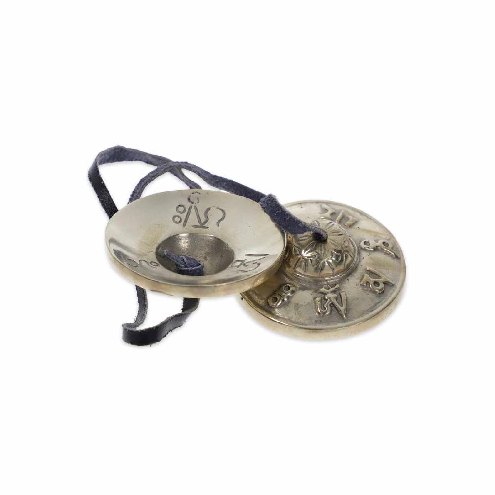 Kunst Und Magie Tibetische Zimbeln OM Tingcha Mit Hellem Klang 6,5 Cm Mit Geschenkbox