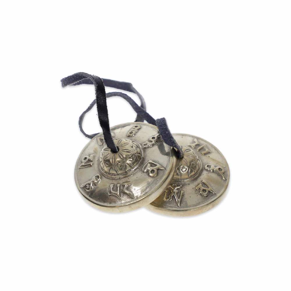 Kunst Und Magie Tibetische Zimbeln OM Tingcha Mit Hellem Klang 6,5 Cm Mit Geschenkbox