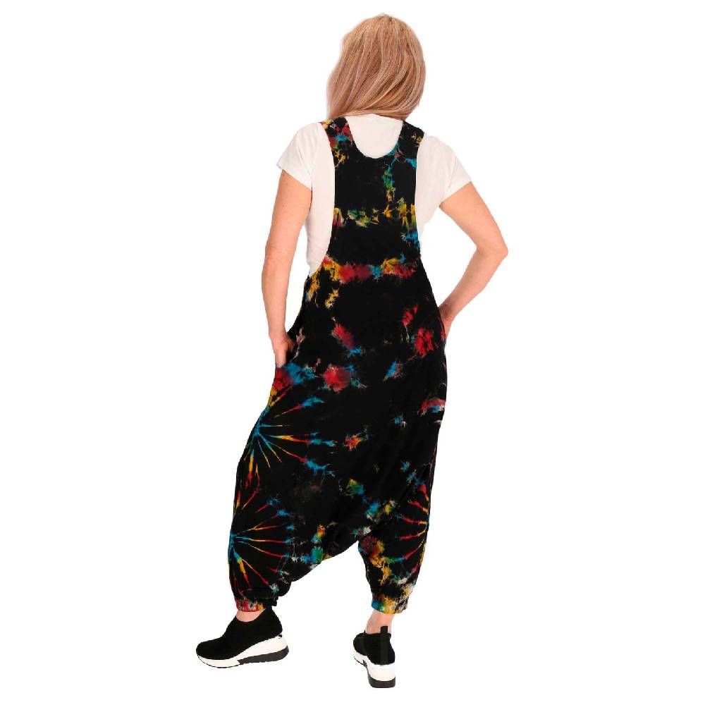 Kunst Und Magie Tie Dye Batik Latzhose Damen Haremshose Hose Psy Goa 70er Overall Boho Jumpsuit Bunt
