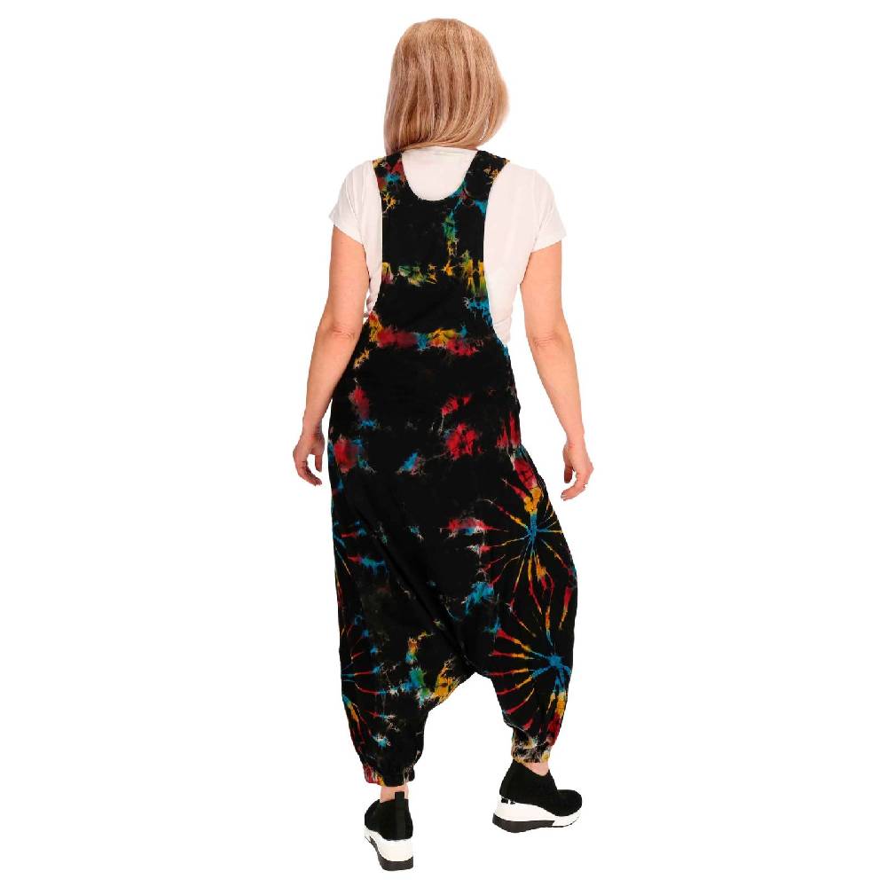 Kunst Und Magie Tie Dye Batik Latzhose Damen Haremshose Hose Psy Goa 70er Overall Boho Jumpsuit Bunt