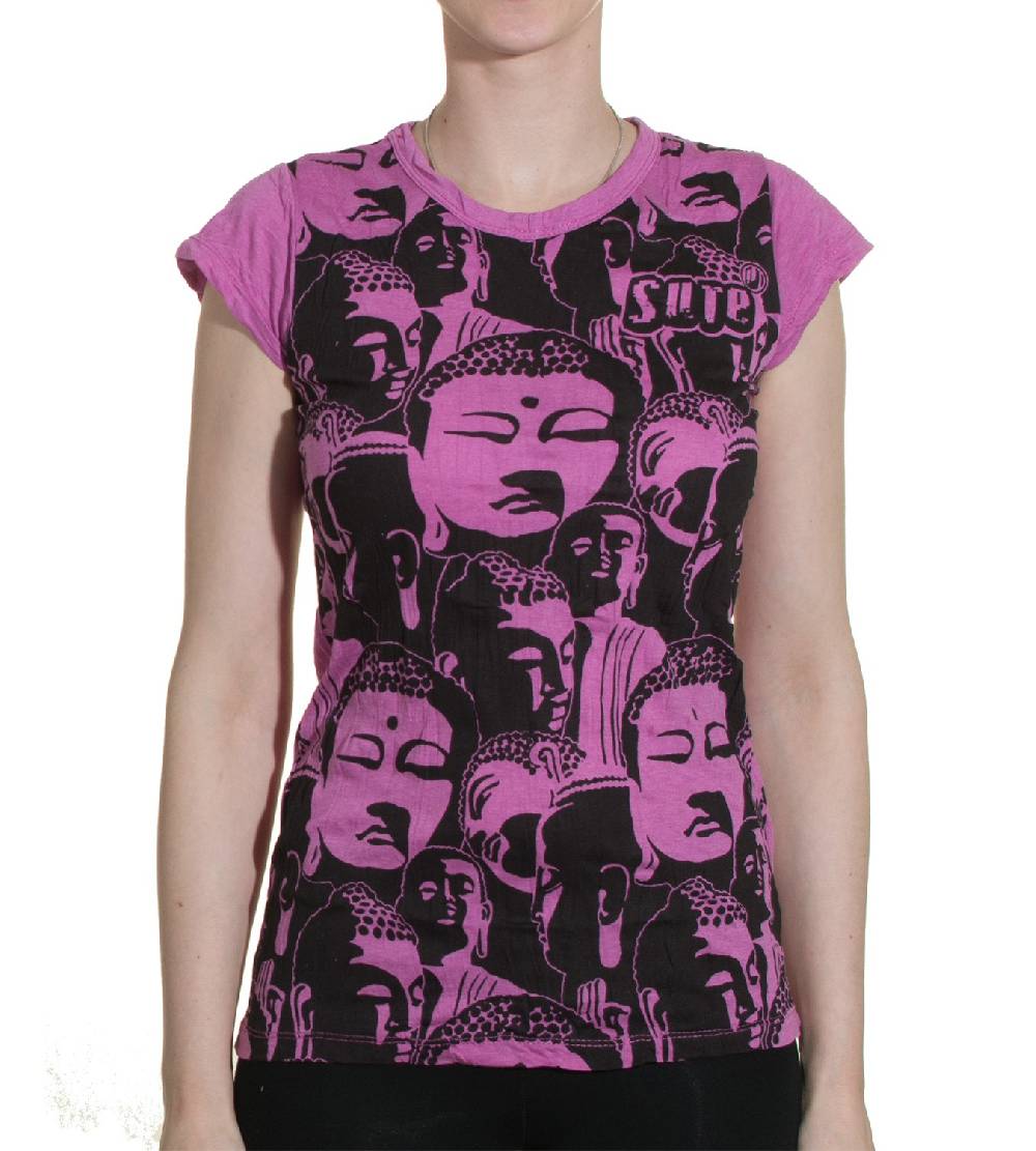 Kunst Und Magie Top Sure Buddha Köpfe 70er Retro T-Shirt Hippie Goa