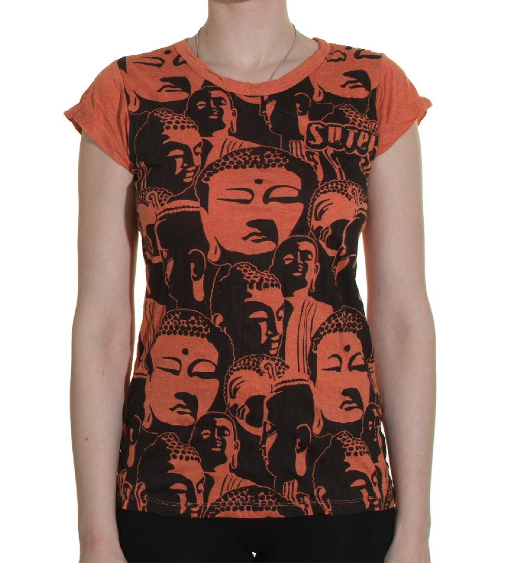 Kunst Und Magie Top Sure Buddha Köpfe 70er Retro T-Shirt Hippie Goa