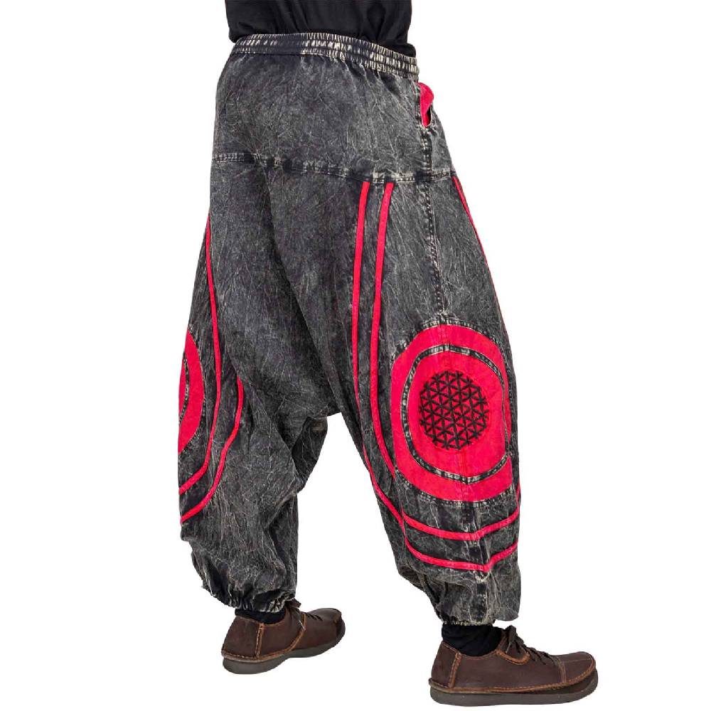 Kunst Und Magie Unisex Psy Baggy Pants Hippie Hose Goa Baumwoll Haremshose Stonewashed Blume Des Lebens