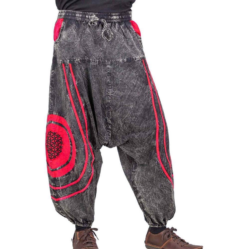 Kunst Und Magie Unisex Psy Baggy Pants Hippie Hose Goa Baumwoll Haremshose Stonewashed Blume Des Lebens