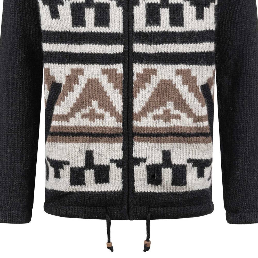 Kunst Und Magie Unisex Strickjacke Goa Wolle Bunte Patchwork Jacke Fleecefutter Hochkragen Abnehmbarer Kapuze