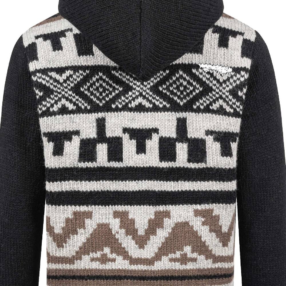 Kunst Und Magie Unisex Strickjacke Goa Wolle Bunte Patchwork Jacke Fleecefutter Hochkragen Abnehmbarer Kapuze