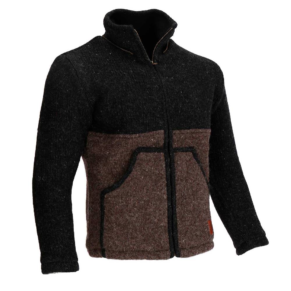 Kunst Und Magie Unisex Strickjacke Goa Wolle Bunte Patchwork Jacke Fleecefutter Hochkragen Abnehmbarer Kapuze