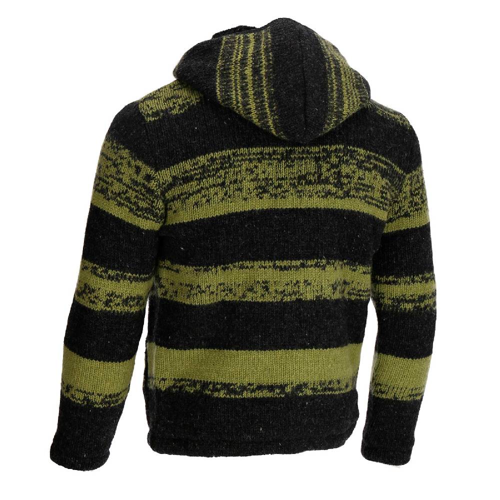 Kunst Und Magie Unisex Strickjacke Goa Wolle Bunte Patchwork Jacke Fleecefutter Hochkragen Abnehmbarer Kapuze