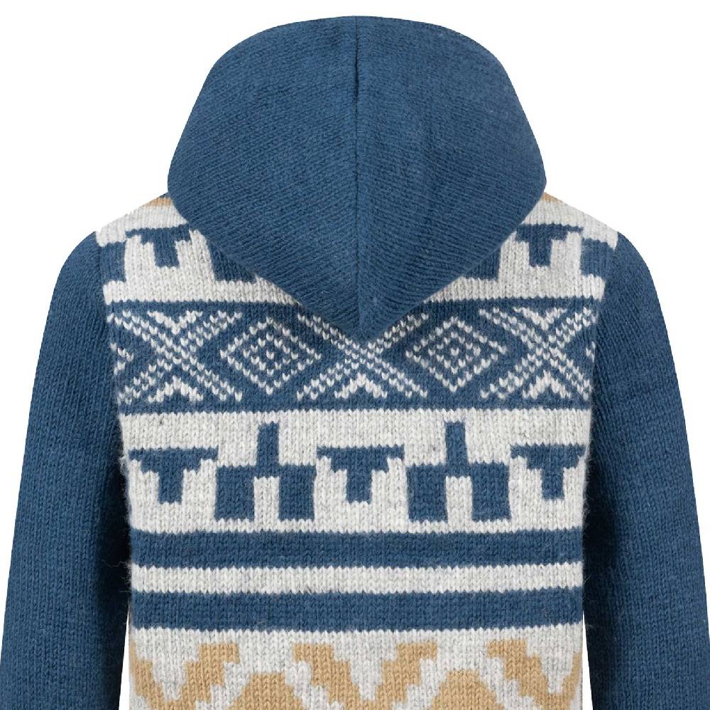Kunst Und Magie Unisex Strickjacke Goa Wolle Jacke Fleecefutter Hochkragen Winterjacke Kapuze Aztekenmuster