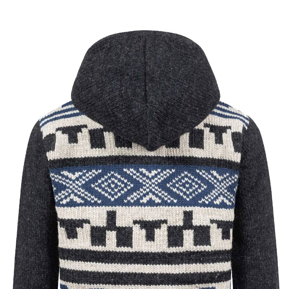 Kunst Und Magie Unisex Strickjacke Goa Wolle Winter Jacke Atzteken Muster Fleecefutter Hochkragen Abnehmbarer Kapuze