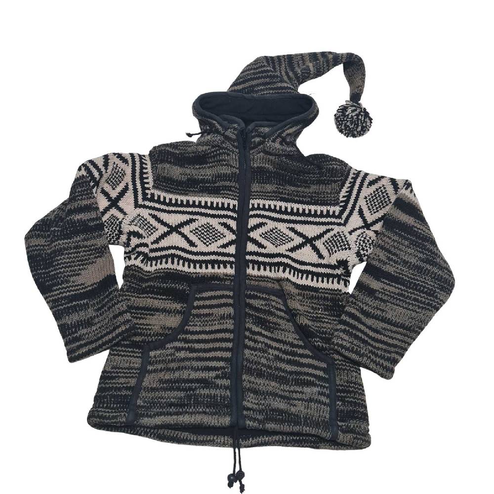 Kunst Und Magie Unisex Strickjacke Wolljacke abnehmbare Zipfelkapuze Damen Herren Boho Jacke