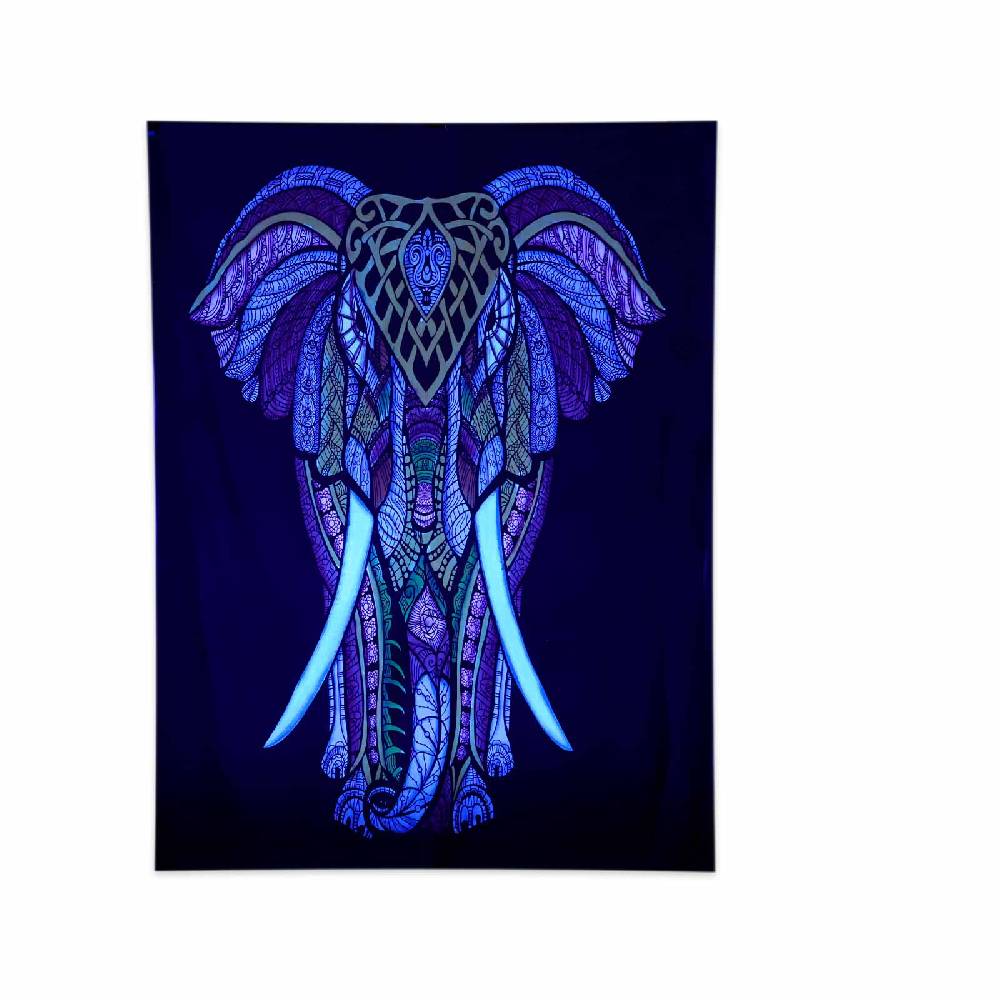Kunst Und Magie UV Tuch Elefant Tagesdecke Wandbehang Deko UV Aktiv Ca. 200 X 135 Cm