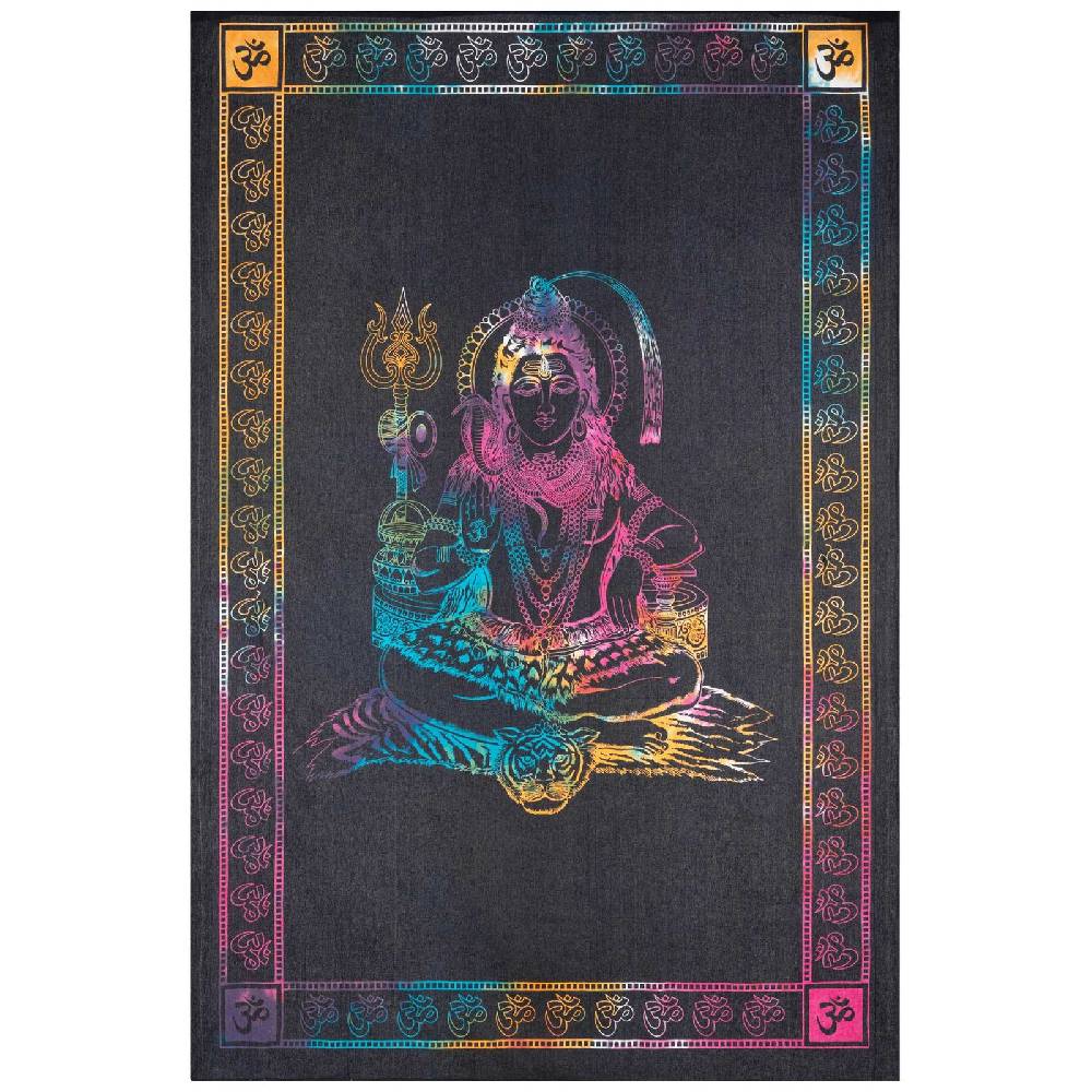 Kunst Und Magie UV Tuch Shiva Tagesdecke Wandbehang Deko Meditation UV Schwarzlicht Ca. 200 X 135 Cm