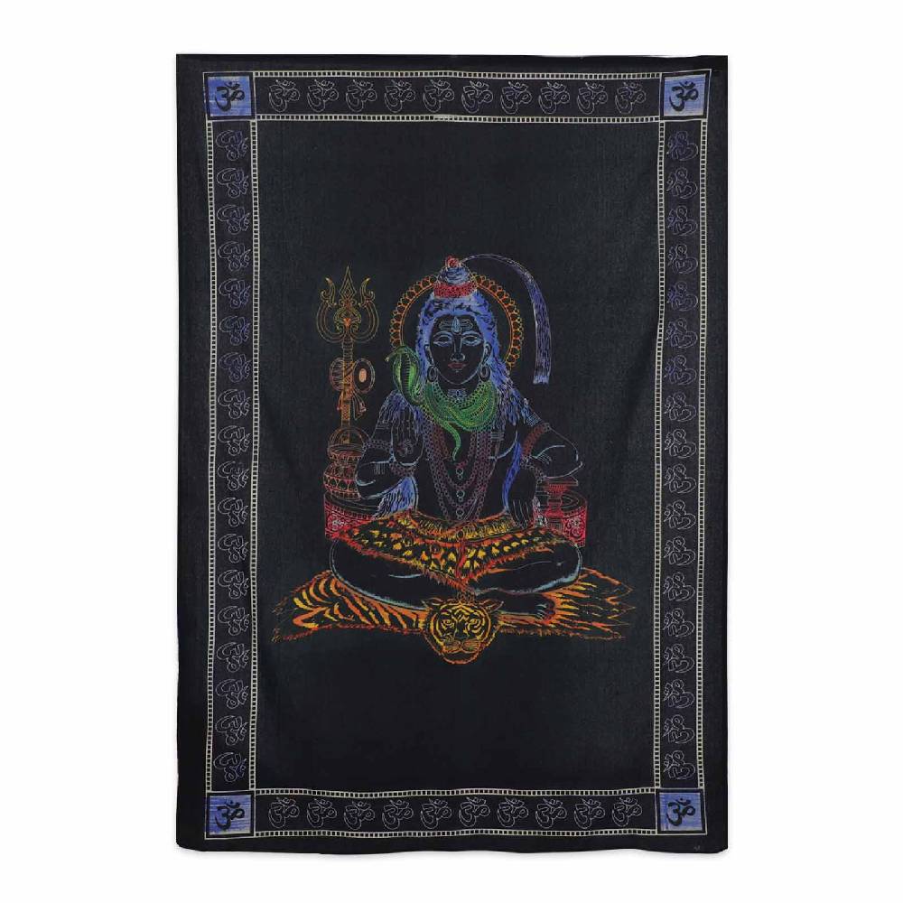 Kunst Und Magie UV Tuch Shiva Tagesdecke Wandbehang Deko Meditation UV Schwarzlicht Ca. 200 X 135 Cm