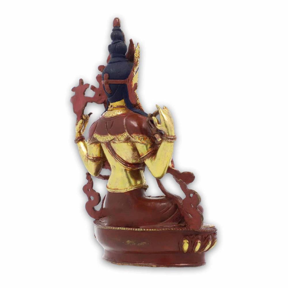 Kunst Und Magie Vierarmiger Avalokiteshvara Chenresig Statue Skulptur Sitzend Teilvergoldet Ca 23cm
