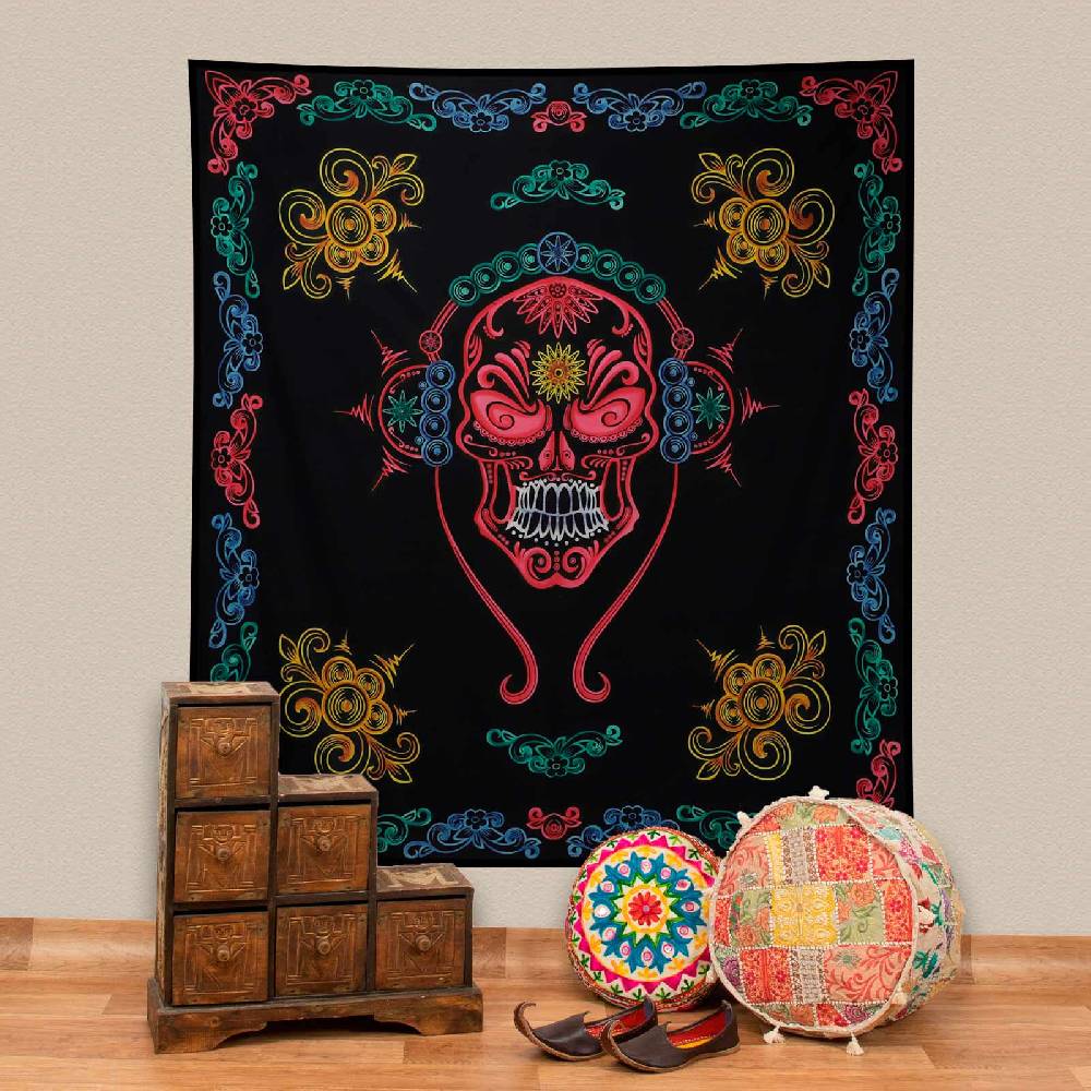 Kunst Und Magie Wandbehang Dekotuch Tagesdecke Skull La Catrina Sugar Skull Totenkopf 205x225 cm