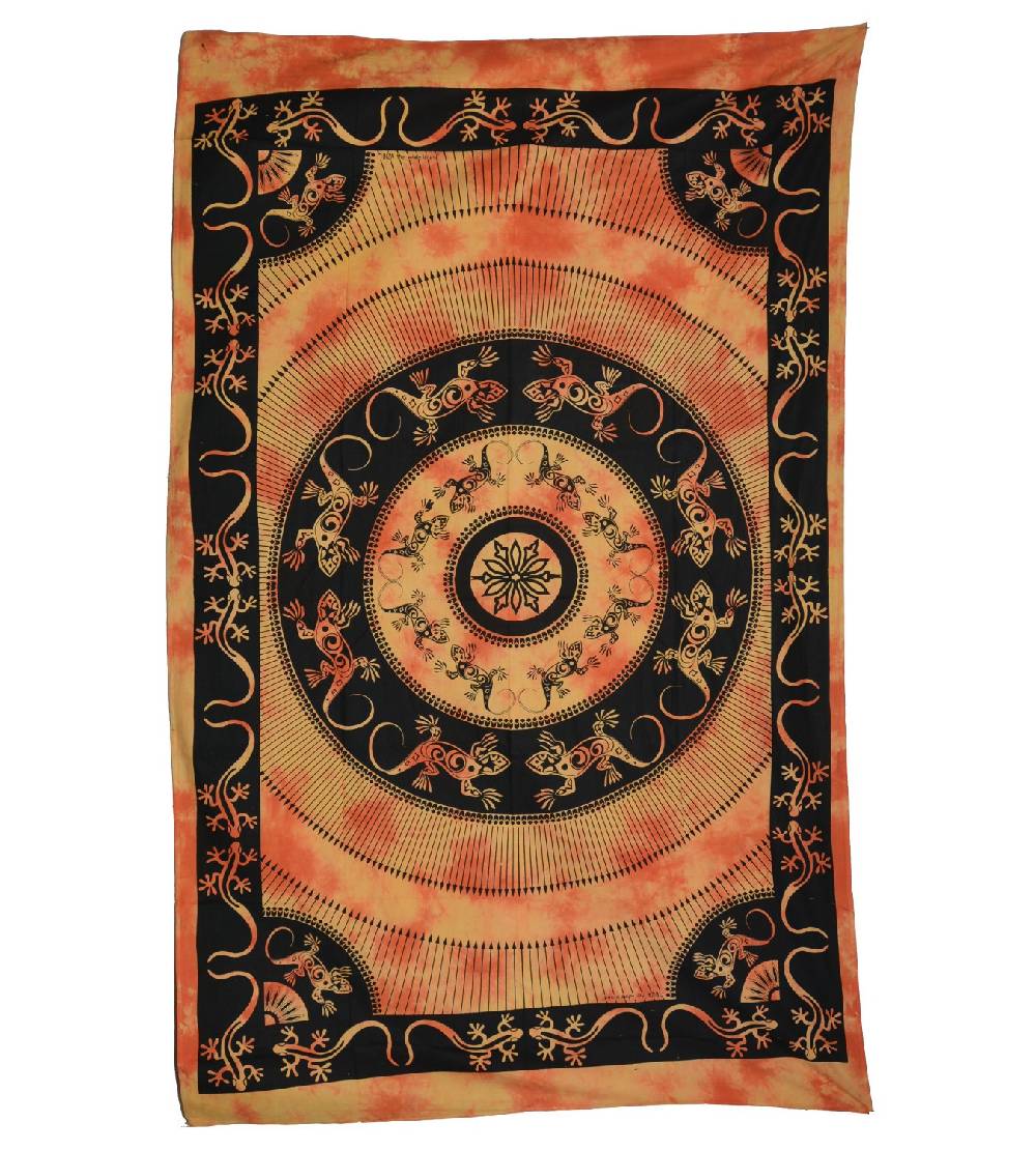 Kunst Und Magie Wandbehang Eidechsen Mandala Tischdecke Tuch Indien Ca. 200 X 135 Cm