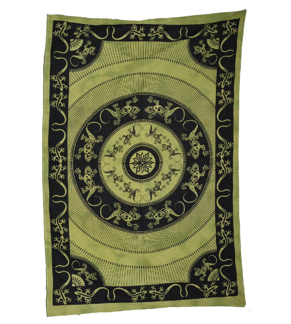 Kunst Und Magie Wandbehang Eidechsen Mandala Tischdecke Tuch Indien Ca. 200 X 135 Cm