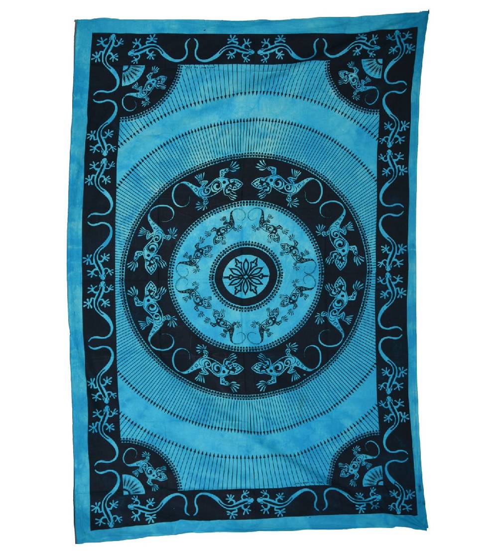 Kunst Und Magie Wandbehang Eidechsen Mandala Tischdecke Tuch Indien Ca. 200 X 135 Cm