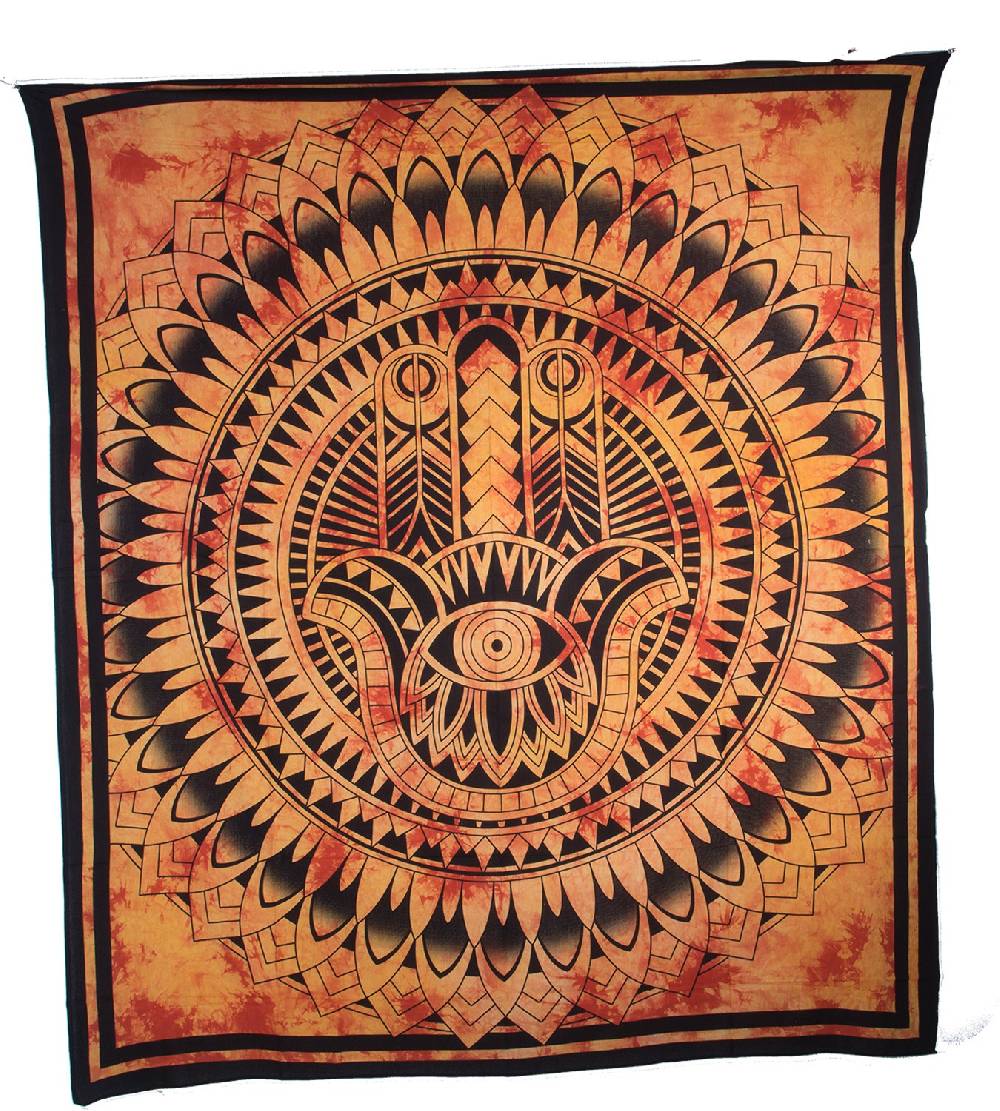 Kunst Und Magie Wandbehang Hand Der Fatima Dekotuch Tagesdecke Hamsa Ca. 200 X 140 Cm