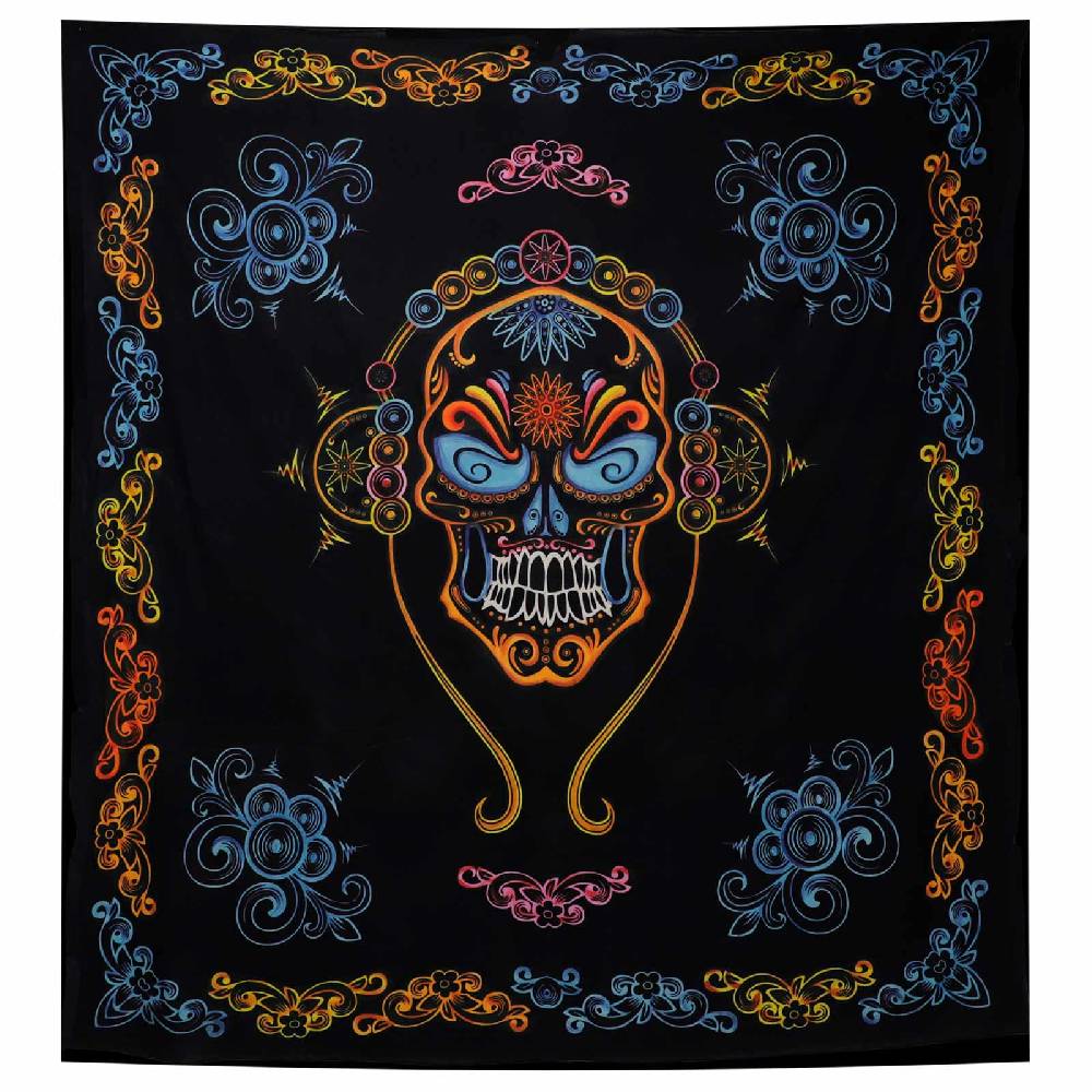 Kunst Und Magie Wandbehang Skull Totenschädel Dekotuch La Catrina Sugar Skull Totenkopf Ca. 205 X 225 Cm