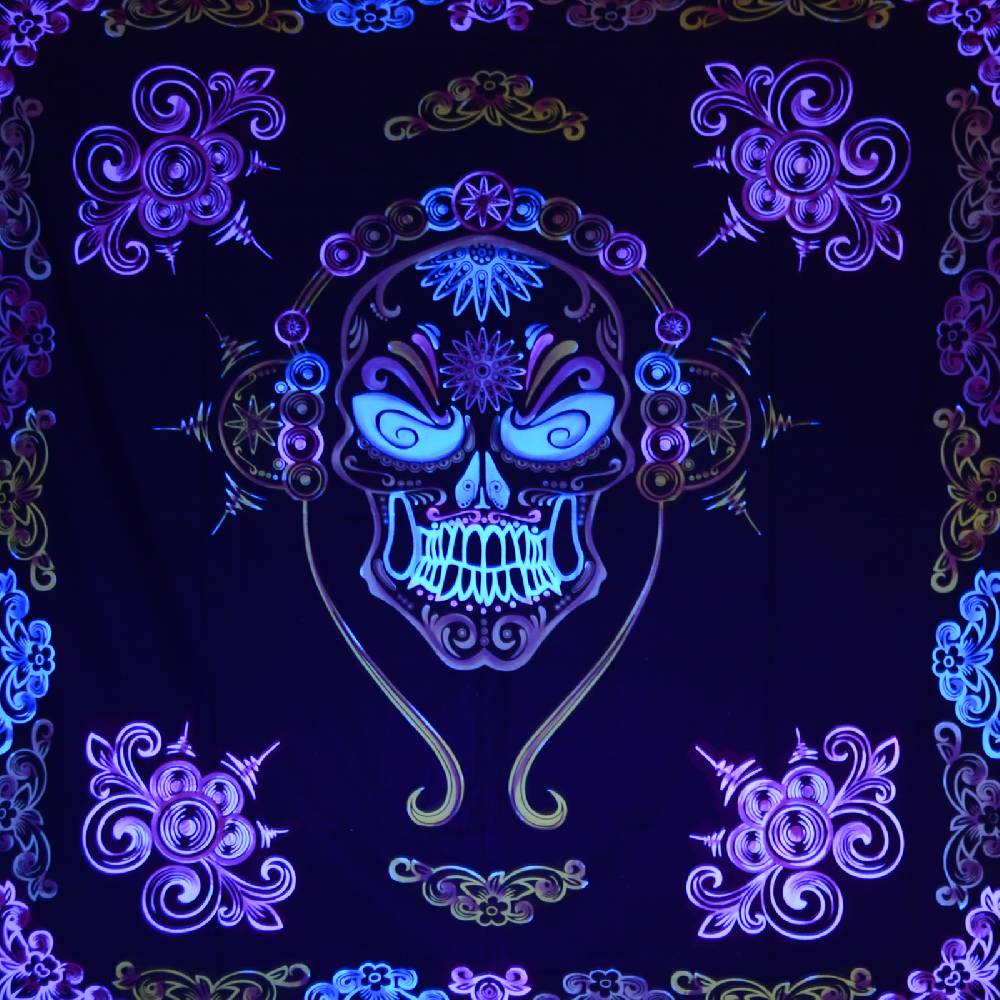 Kunst Und Magie Wandbehang Skull Totenschädel Dekotuch La Catrina Sugar Skull Totenkopf Ca. 205 X 225 Cm