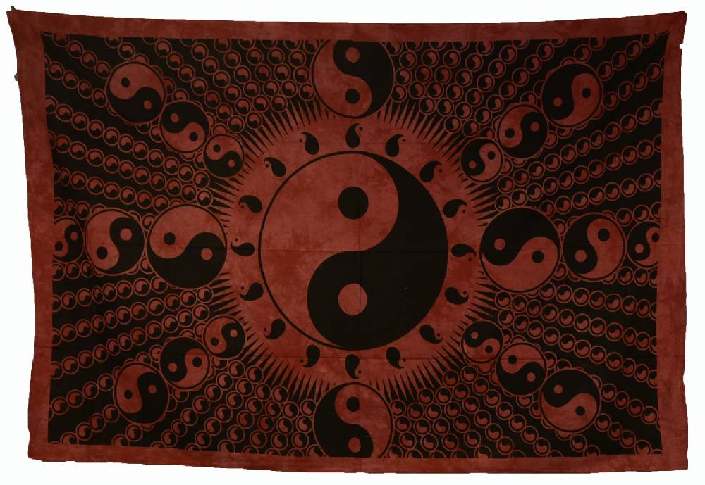 Kunst Und Magie Wandbehang Ying Und Yang Tischdecke Tuch Indien Ca. 200 X 140 Cm