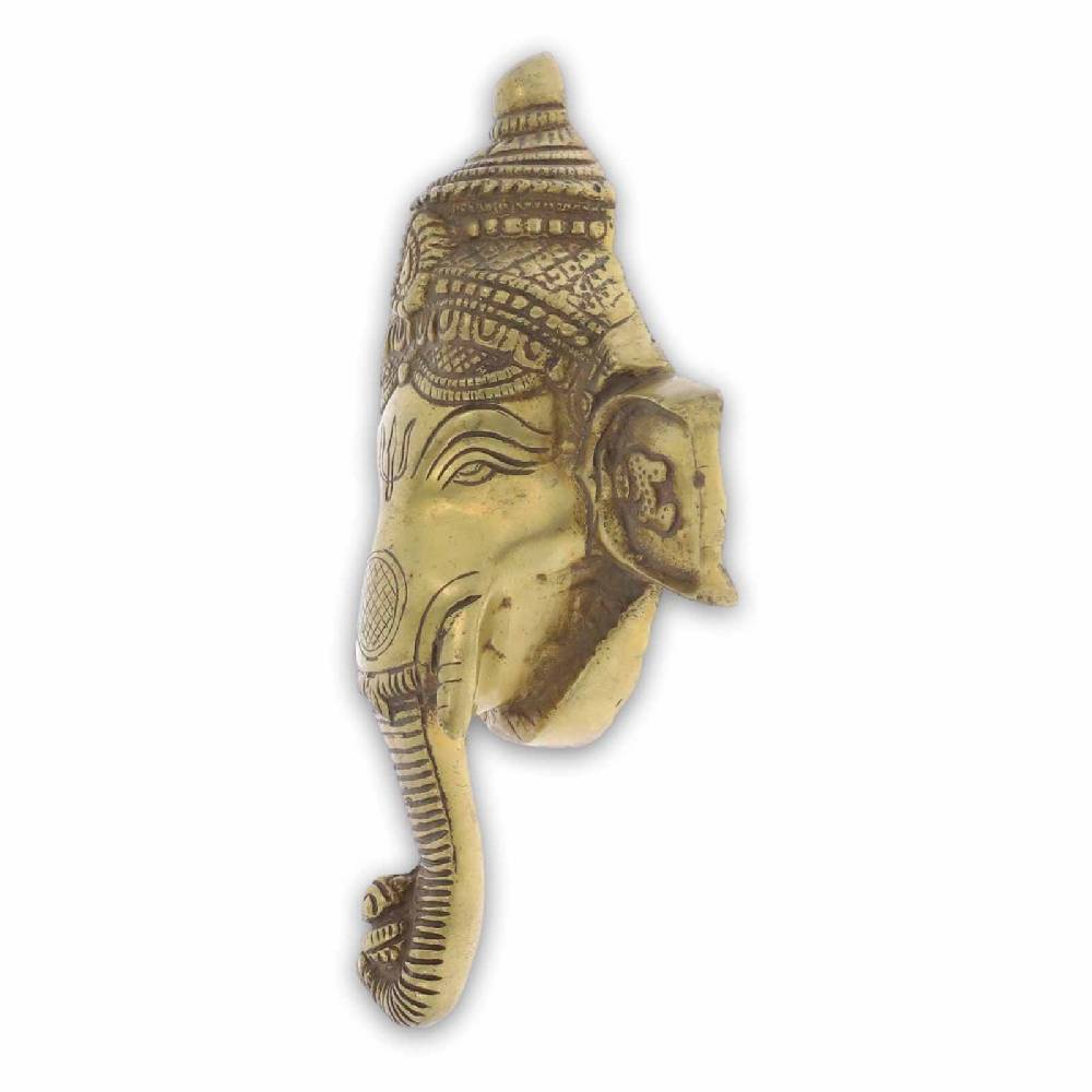 Kunst Und Magie Wandschmuck Skulptur Hindu Gott Ganesha Kopf Messing Elefantengott Figur 22cm