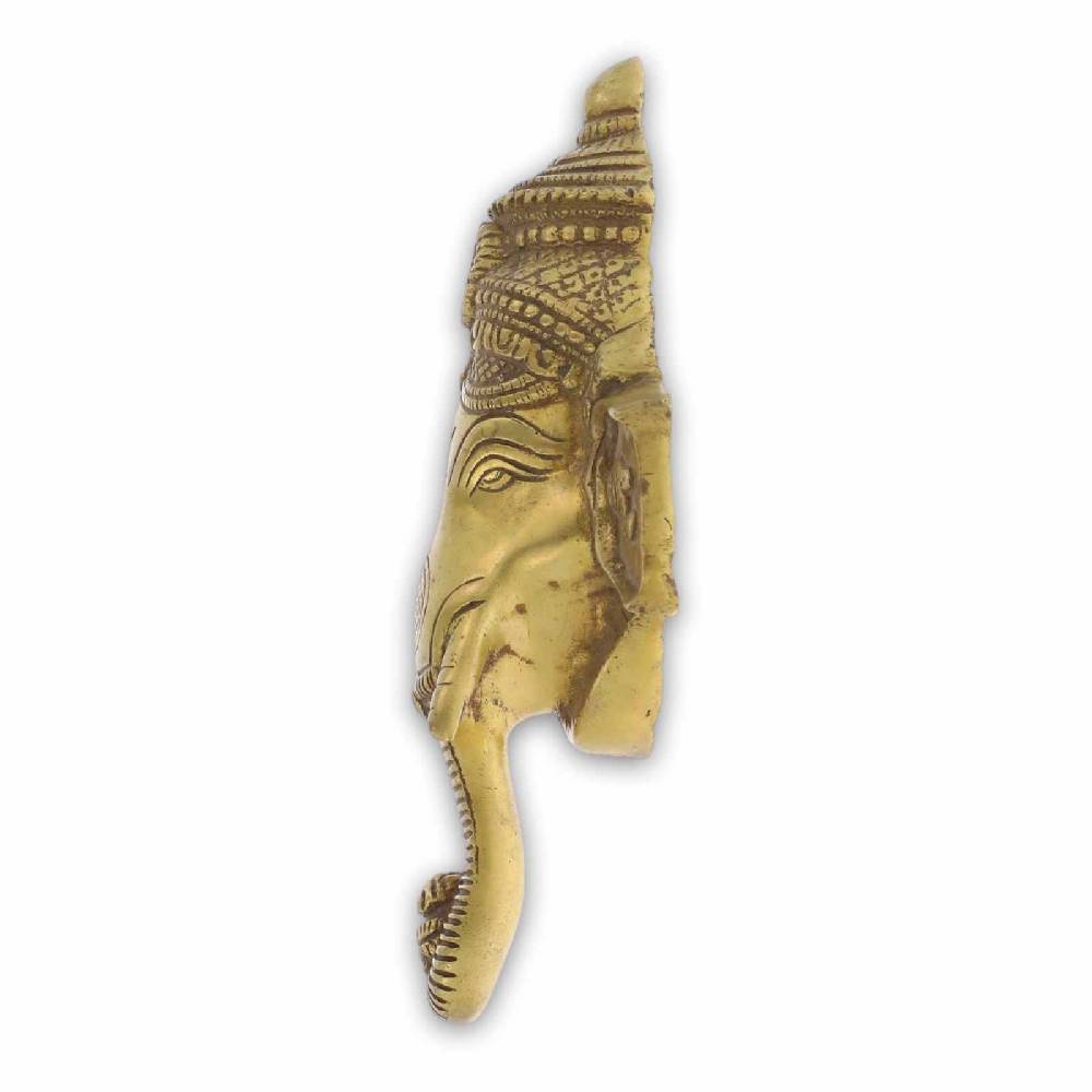 Kunst Und Magie Wandschmuck Skulptur Hindu Gott Ganesha Kopf Messing Elefantengott Figur 22cm
