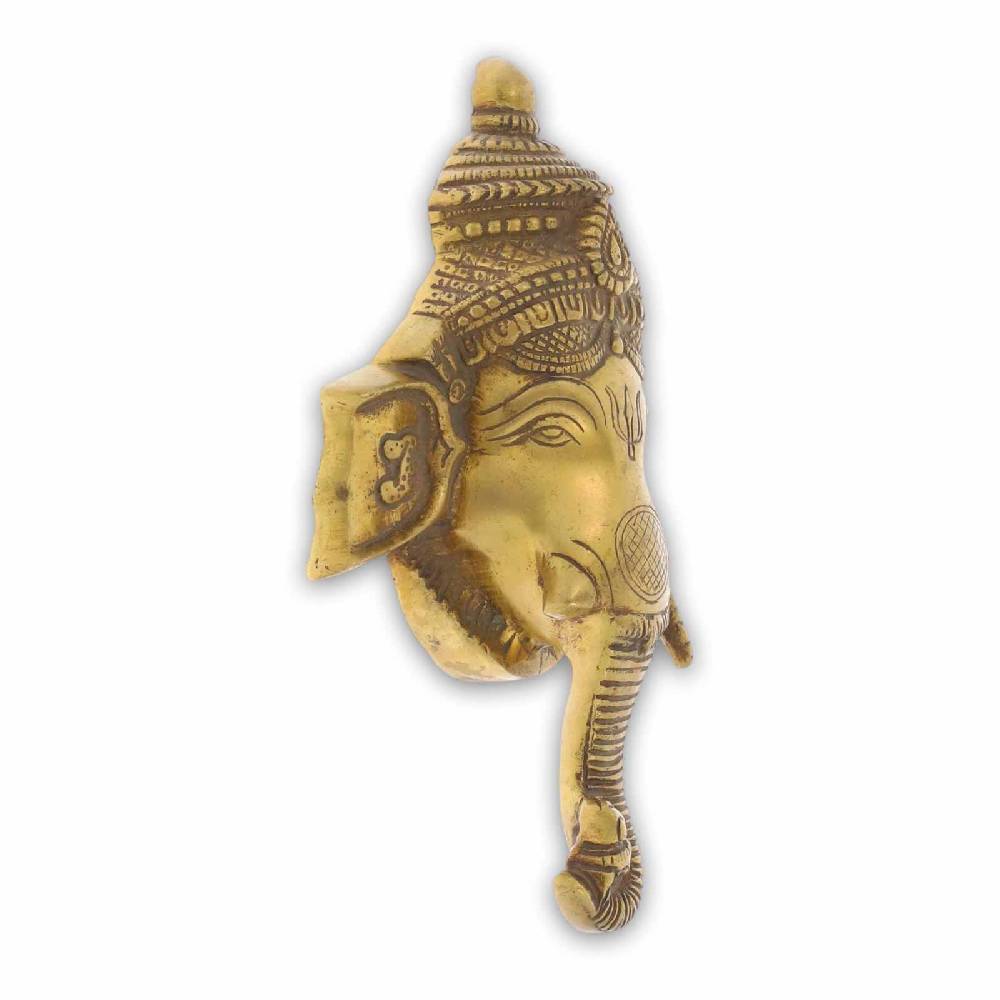 Kunst Und Magie Wandschmuck Skulptur Hindu Gott Ganesha Kopf Messing Elefantengott Figur 22cm