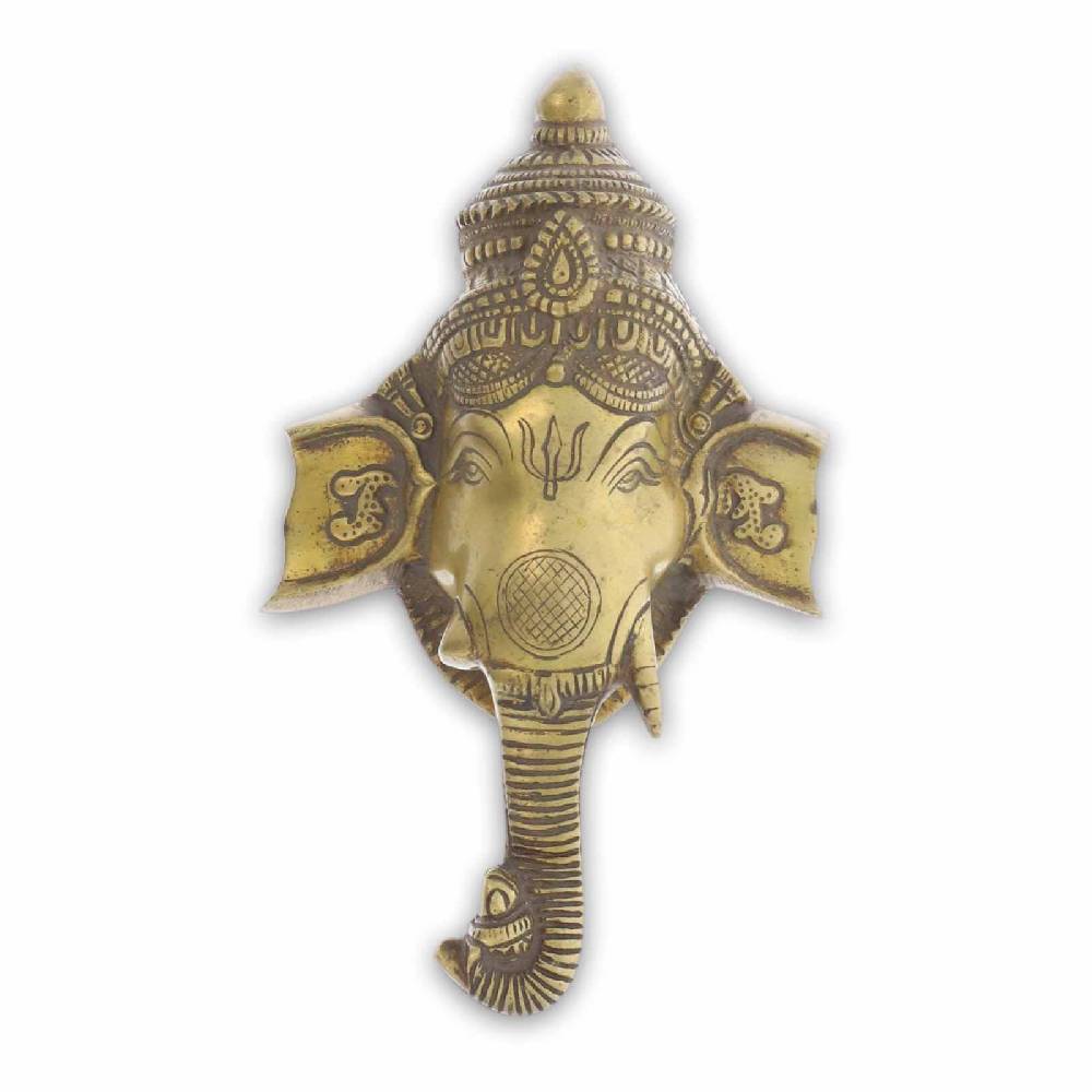 Kunst Und Magie Wandschmuck Skulptur Hindu Gott Ganesha Kopf Messing Elefantengott Figur 22cm