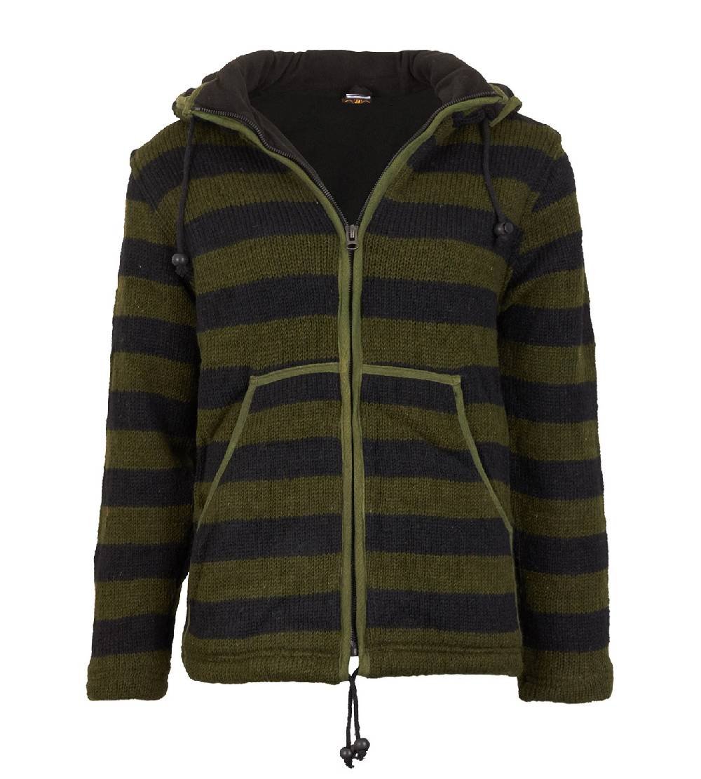 Kunst Und Magie Warme Strickjacke Aus Wolle Jacke Mit Fleecefutter Und Abnehmbarer Kapuze