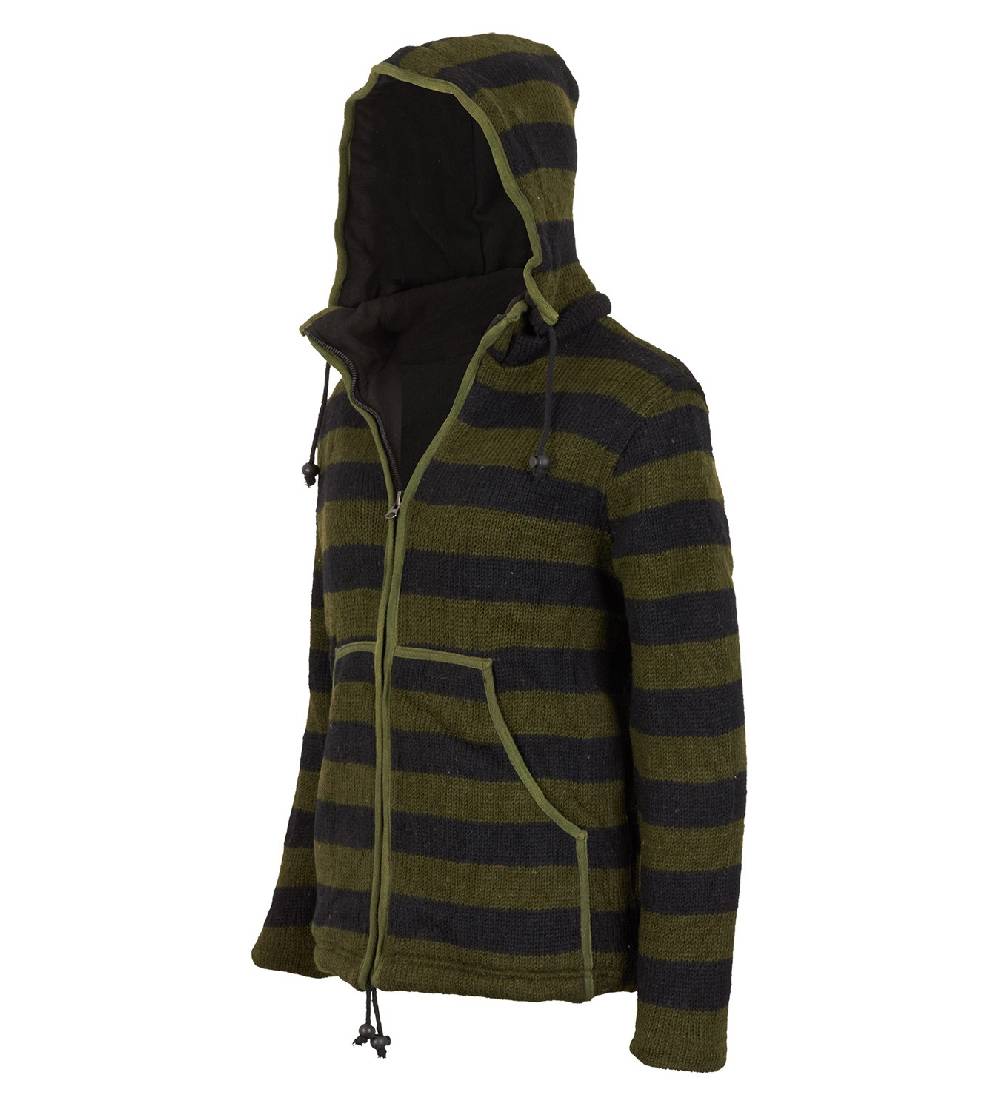 Kunst Und Magie Warme Strickjacke Aus Wolle Jacke Mit Fleecefutter Und Abnehmbarer Kapuze