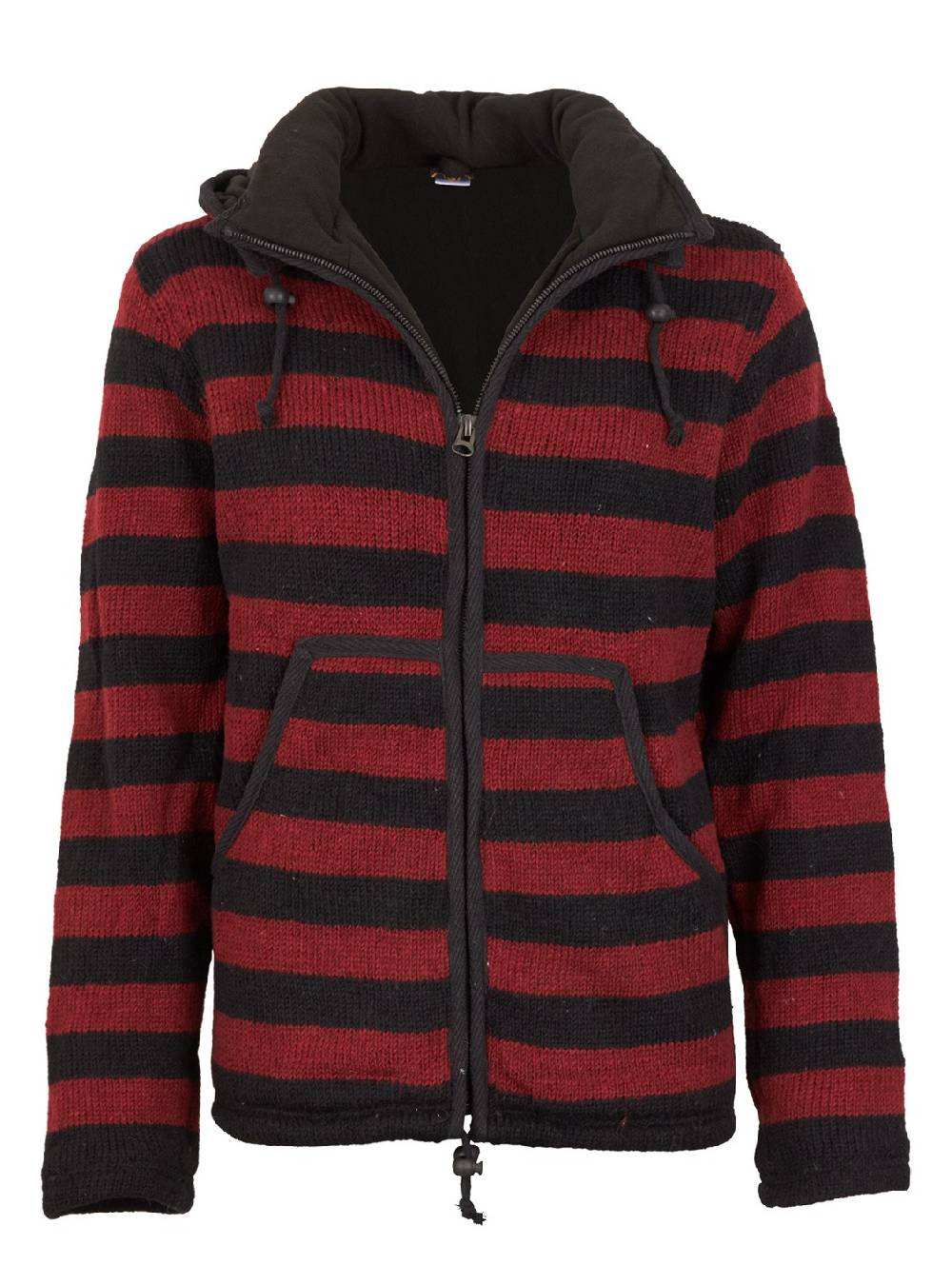 Kunst Und Magie Warme Strickjacke Aus Wolle Jacke Mit Fleecefutter Und Abnehmbarer Kapuze