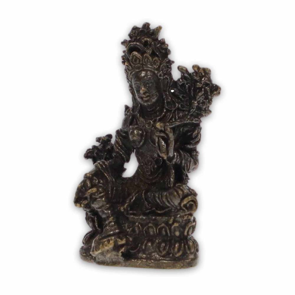 Kunst Und Magie Weise Tara Statue Bronze Skulptur Sitzend Miniatur Ca. 4cm