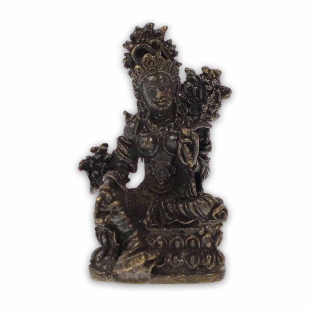 Kunst Und Magie Weise Tara Statue Bronze Skulptur Sitzend Miniatur Ca. 4cm