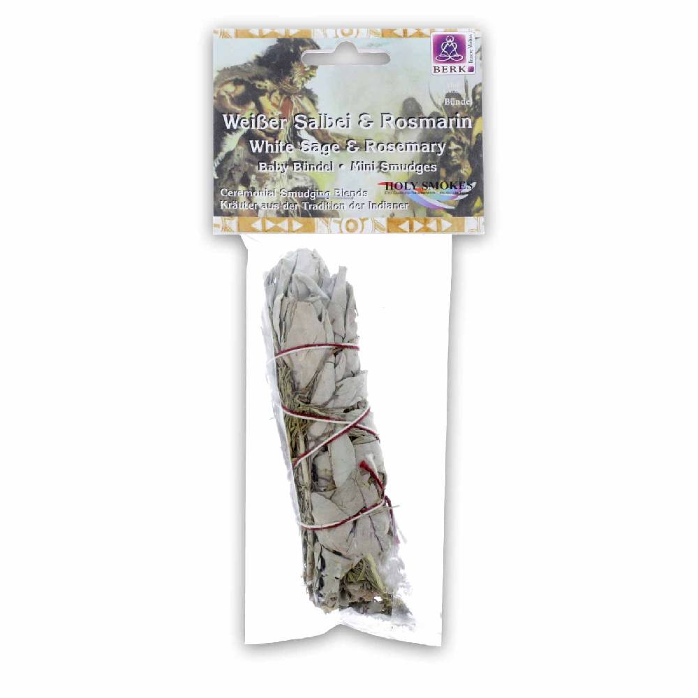 Kunst Und Magie Weißer Salbei & Rosmarin Mini Smudge Stick indianisches Räucherwerk