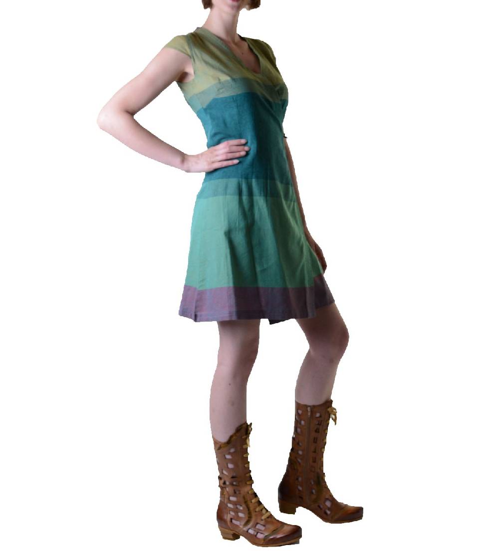 Kunst Und Magie Wickelkleid Tibet Minikleid Tunika Hippie Goa Sommerkleid Mehrfarbig