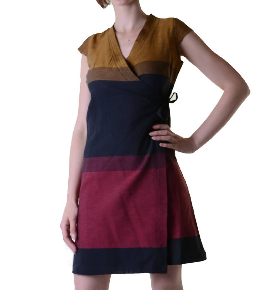 Kunst Und Magie Wickelkleid Tibet Minikleid Tunika Hippie Goa Sommerkleid Mehrfarbig