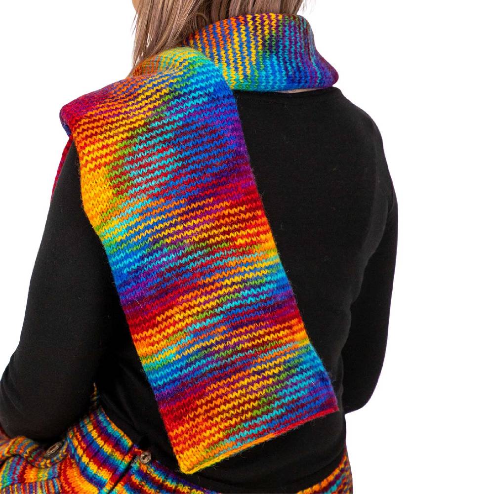 Kunst Und Magie Wollschal Damenschal Strick Schal Wolle Boho Regenbogen Hippie Psy Goa Fair