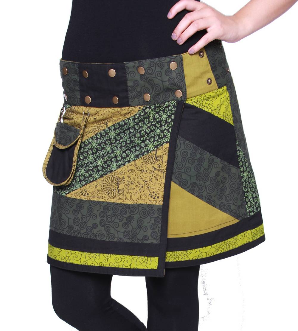 Kunst Und Magie Wunderschöner Sommerlicher Wickelrock Minirock Cacheur Mit Kleiner Tasche Ideal Für Das Nächste Festival Goa Hippie Rock