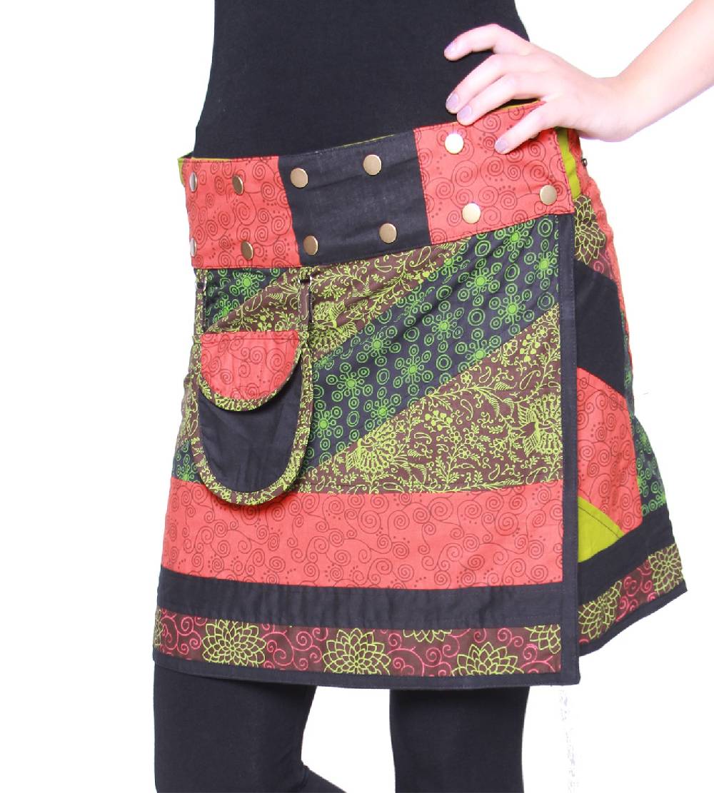 Kunst Und Magie Wunderschöner Sommerlicher Wickelrock Minirock Cacheur Mit Kleiner Tasche Ideal Für Das Nächste Festival Goa Hippie Rock