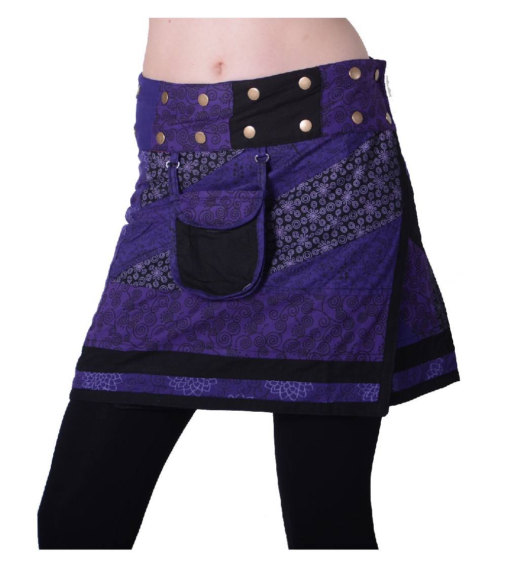 Kunst Und Magie Wunderschöner Sommerlicher Wickelrock Minirock Cacheur Mit Kleiner Tasche Ideal Für Das Nächste Festival Goa Hippie Rock