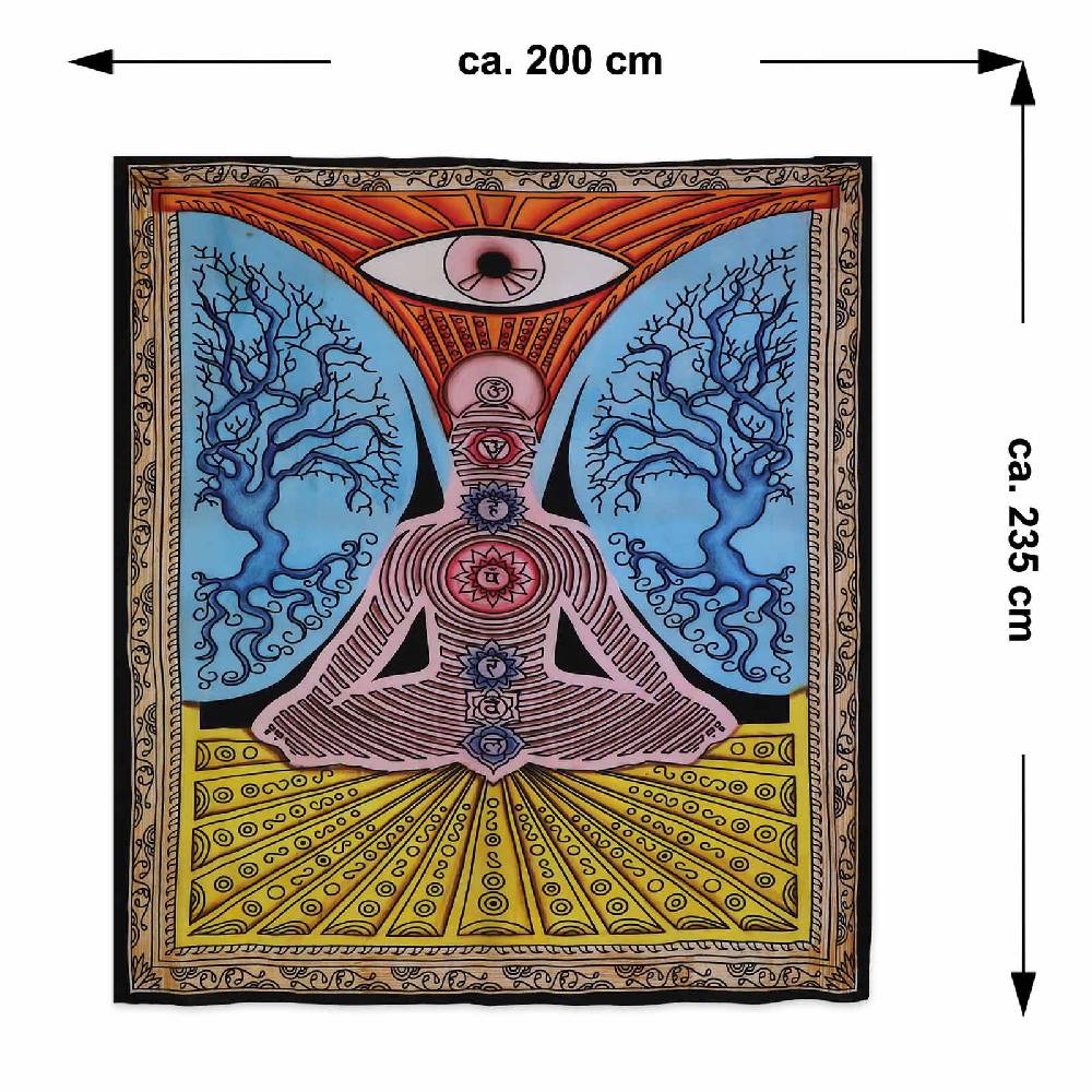 Kunst Und Magie XL Tagesdecke Wandbehang Deko Chakra Yoga Meditation UV Aktiv Ca. 200 X 235 Cm