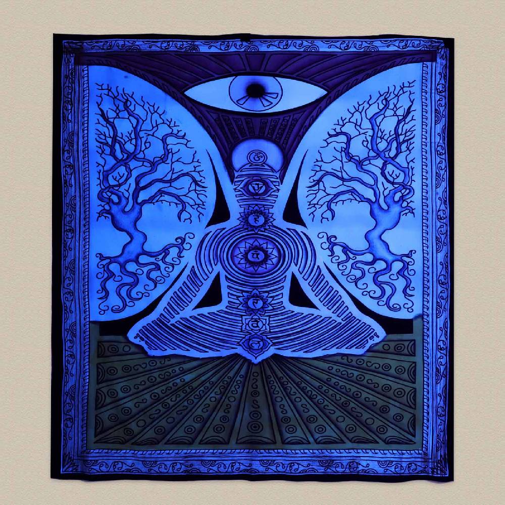 Kunst Und Magie XL Tagesdecke Wandbehang Deko Chakra Yoga Meditation UV Aktiv Ca. 200 X 235 Cm