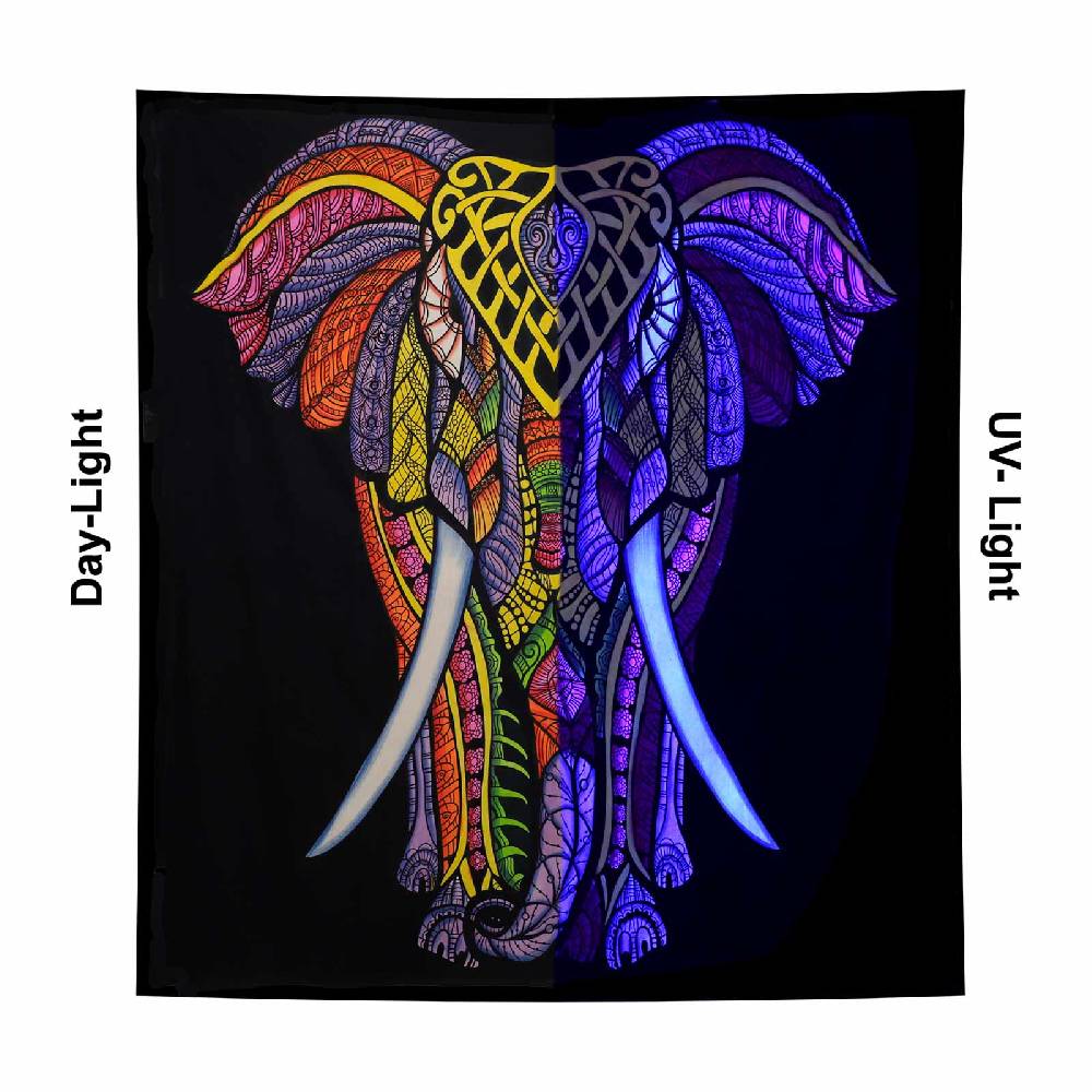 Kunst Und Magie XL Tagesdecke Wandbehang Deko Tuch Elefant UV Aktiv Ca. 205 X 225 Cm