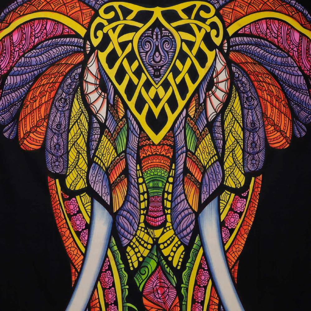 Kunst Und Magie XL Tagesdecke Wandbehang Deko Tuch Elefant UV Aktiv Ca. 205 X 225 Cm