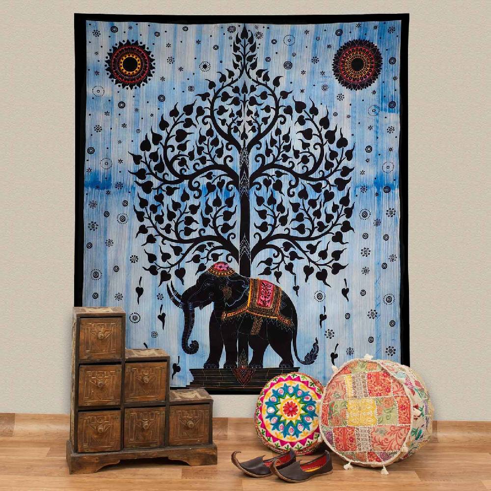Kunst Und Magie XL Tagesdecke Wandbehang Deko Tuch Elefant UV Aktiv ca. 205 x 235 cm