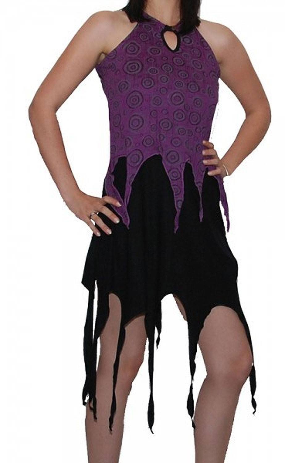 Kunst Und Magie Zipfeliges Elfen Kleid Psy Hippie Goa Fee schwarz/lila Kunst Und Magie Zipfeliges Elfen Kleid Psy Hippie Goa Fee schwarz/lila