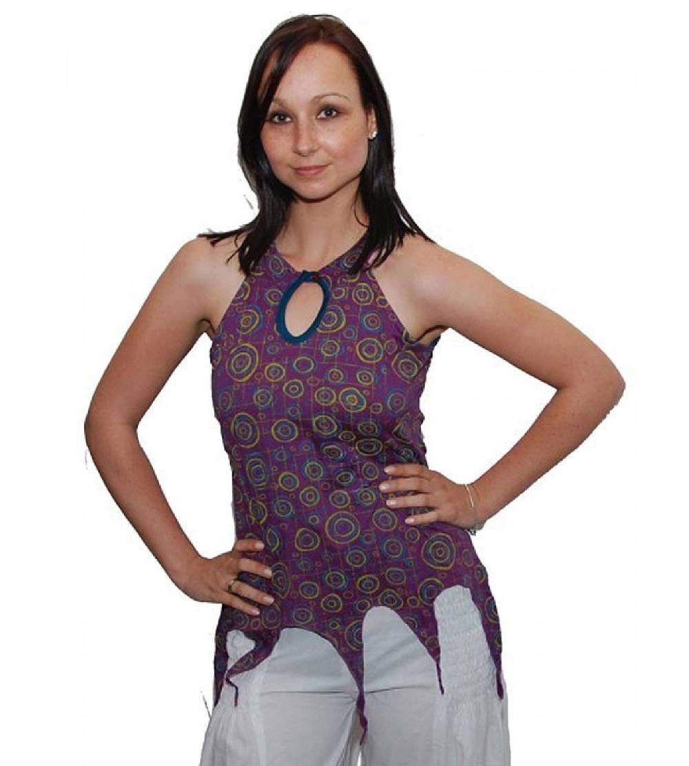 Kunst Und Magie Zipfeliges Top Oberteil Boho Psy Hippie Goa Bluse lila
